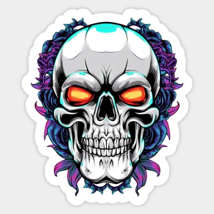 Skull on Flowers Design Sticker